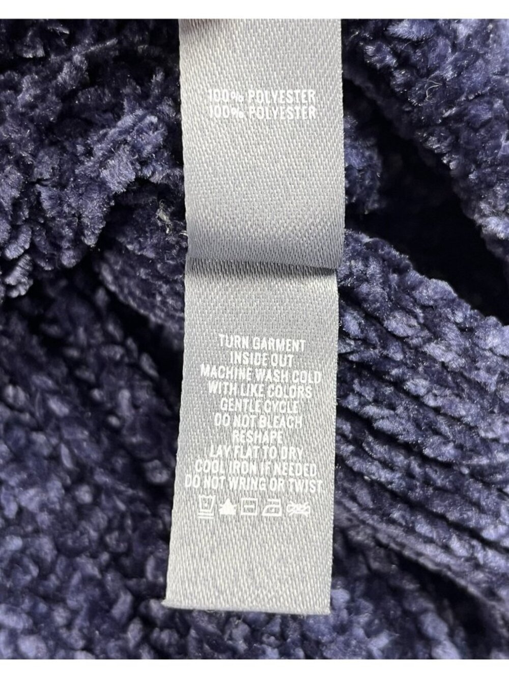 Aerie Sweater Womens Size XS Super Soft Chunky Chenille Blue Notched Pullover - Picture 5 of 7